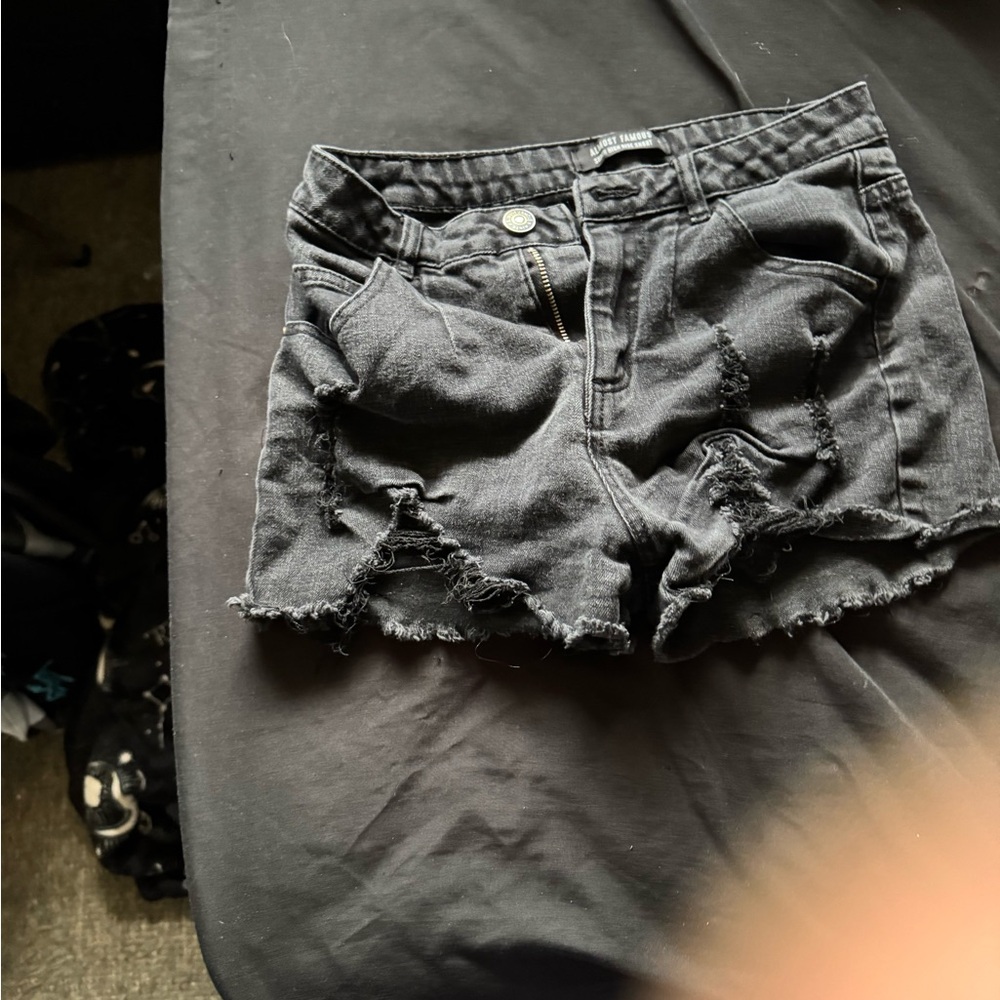 Hot Topic Black Distressed Jean Shorts